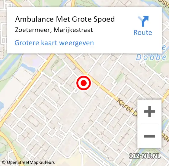 Locatie op kaart van de 112 melding: Ambulance Met Grote Spoed Naar Zoetermeer, Marijkestraat op 2 maart 2024 20:00