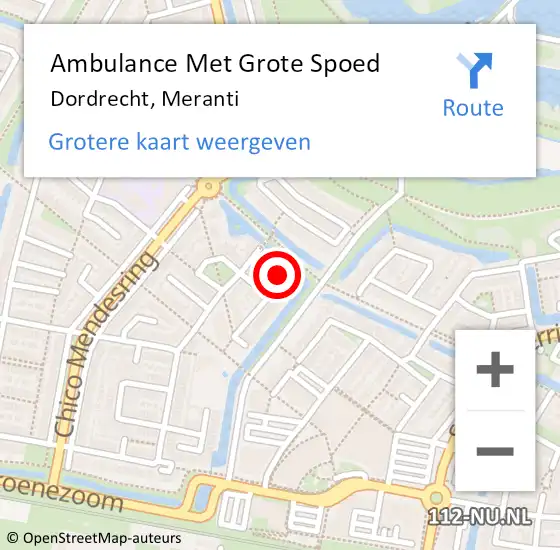 Locatie op kaart van de 112 melding: Ambulance Met Grote Spoed Naar Dordrecht, Meranti op 2 maart 2024 20:14