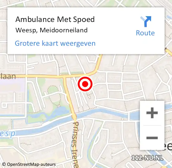 Locatie op kaart van de 112 melding: Ambulance Met Spoed Naar Weesp, Meidoorneiland op 2 maart 2024 20:18