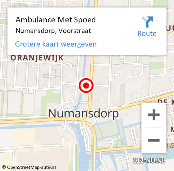 Locatie op kaart van de 112 melding: Ambulance Met Spoed Naar Numansdorp, Voorstraat op 2 maart 2024 20:51