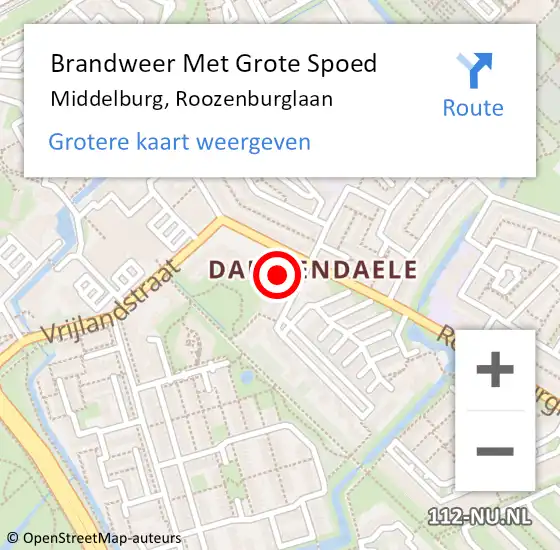 Locatie op kaart van de 112 melding: Brandweer Met Grote Spoed Naar Middelburg, Roozenburglaan op 2 maart 2024 20:55