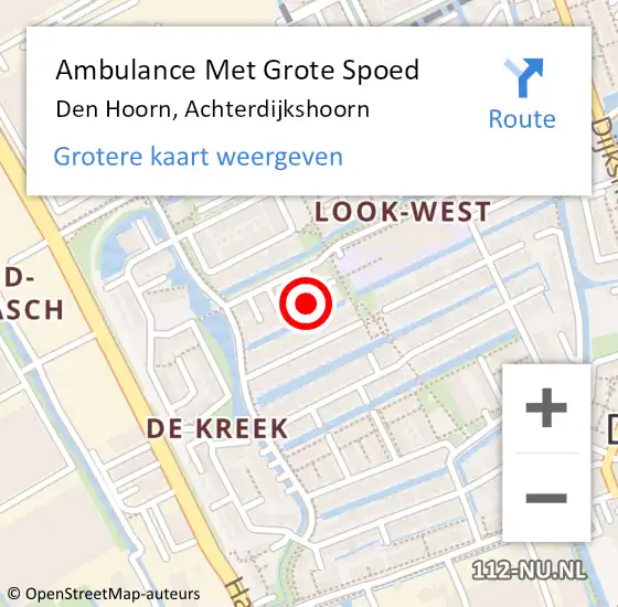 Locatie op kaart van de 112 melding: Ambulance Met Grote Spoed Naar Den Hoorn, Achterdijkshoorn op 2 maart 2024 21:00