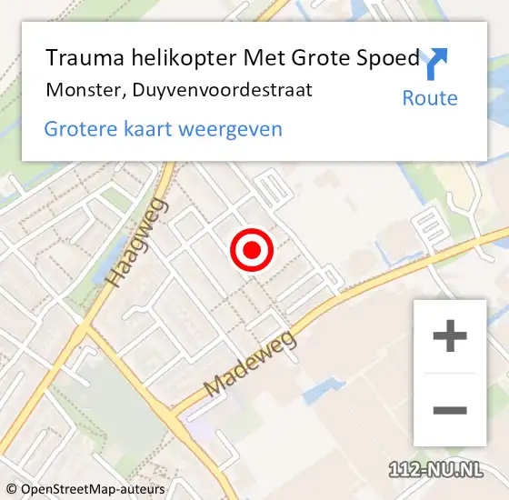 Locatie op kaart van de 112 melding: Trauma helikopter Met Grote Spoed Naar Monster, Duyvenvoordestraat op 2 maart 2024 21:17