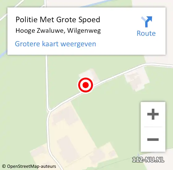 Locatie op kaart van de 112 melding: Politie Met Grote Spoed Naar Hooge Zwaluwe, Wilgenweg op 2 maart 2024 21:43