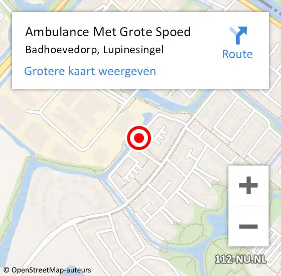 Locatie op kaart van de 112 melding: Ambulance Met Grote Spoed Naar Badhoevedorp, Lupinesingel op 2 maart 2024 21:46