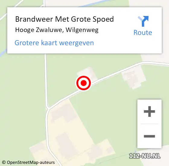 Locatie op kaart van de 112 melding: Brandweer Met Grote Spoed Naar Hooge Zwaluwe, Wilgenweg op 2 maart 2024 21:48