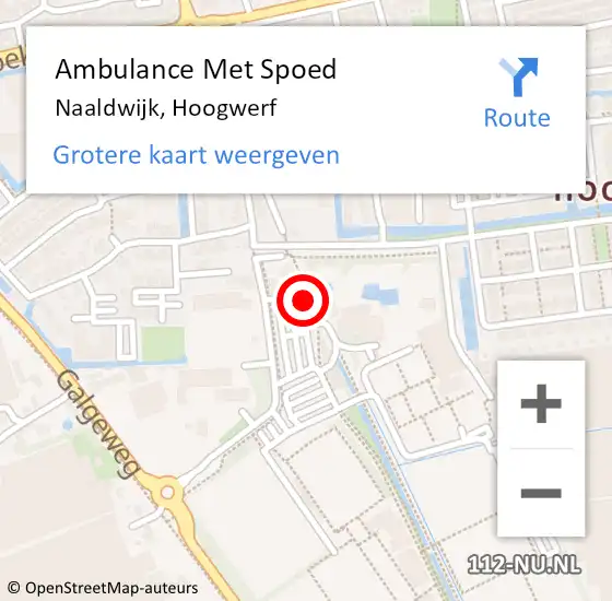 Locatie op kaart van de 112 melding: Ambulance Met Spoed Naar Naaldwijk, Hoogwerf op 2 maart 2024 22:47