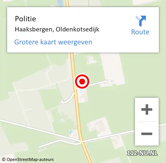 Locatie op kaart van de 112 melding: Politie Haaksbergen, Oldenkotsedijk op 2 maart 2024 23:06