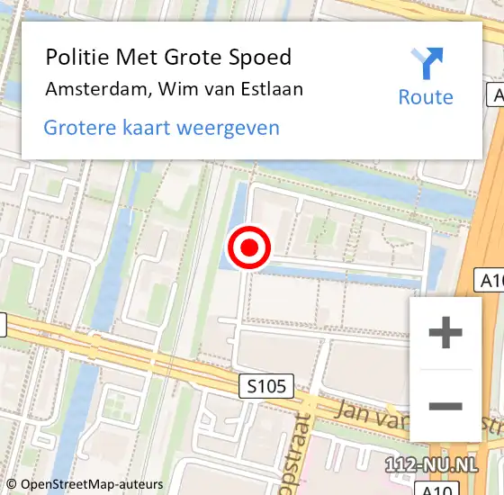 Locatie op kaart van de 112 melding: Politie Met Grote Spoed Naar Amsterdam, Wim van Estlaan op 2 maart 2024 23:39