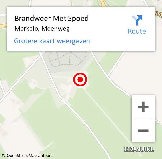 Locatie op kaart van de 112 melding: Brandweer Met Spoed Naar Markelo, Meenweg op 3 maart 2024 00:14