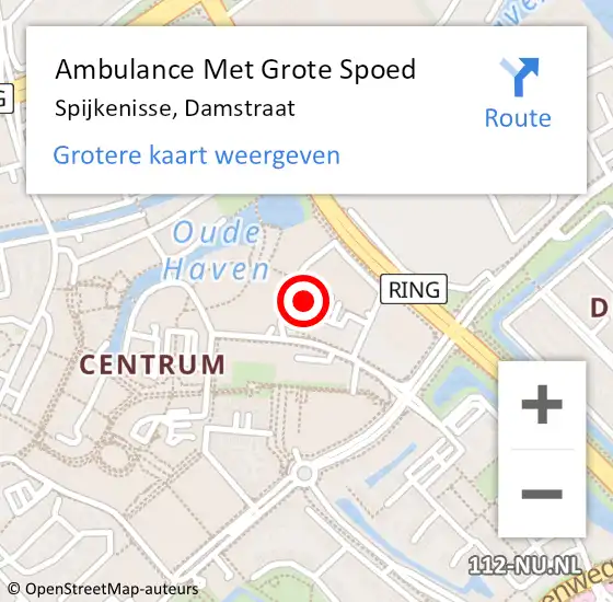 Locatie op kaart van de 112 melding: Ambulance Met Grote Spoed Naar Spijkenisse, Damstraat op 3 maart 2024 00:37
