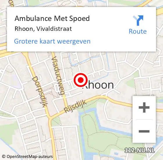 Locatie op kaart van de 112 melding: Ambulance Met Spoed Naar Rhoon, Vivaldistraat op 3 maart 2024 00:49