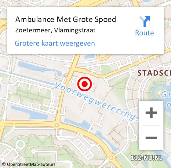 Locatie op kaart van de 112 melding: Ambulance Met Grote Spoed Naar Zoetermeer, Vlamingstraat op 3 maart 2024 01:10