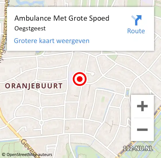 Locatie op kaart van de 112 melding: Ambulance Met Grote Spoed Naar Oegstgeest op 3 maart 2024 01:56