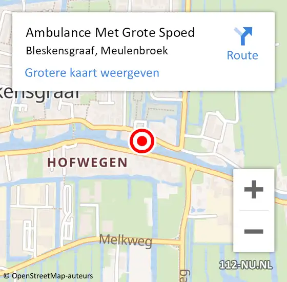 Locatie op kaart van de 112 melding: Ambulance Met Grote Spoed Naar Bleskensgraaf, Meulenbroek op 3 maart 2024 03:00