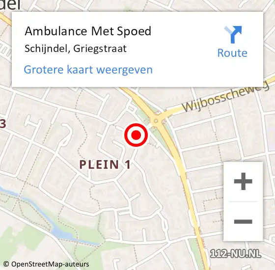 Locatie op kaart van de 112 melding: Ambulance Met Spoed Naar Schijndel, Griegstraat op 27 september 2014 20:17