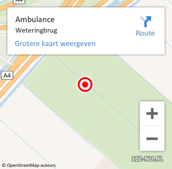 Locatie op kaart van de 112 melding: Ambulance Weteringbrug op 3 maart 2024 03:56
