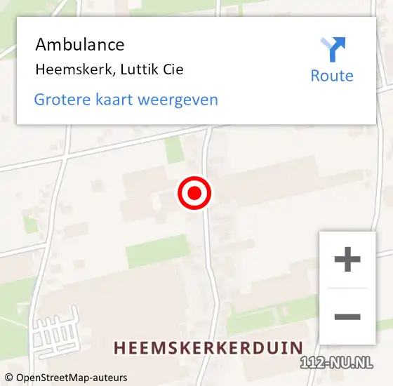 Locatie op kaart van de 112 melding: Ambulance Heemskerk, Luttik Cie op 3 maart 2024 04:14