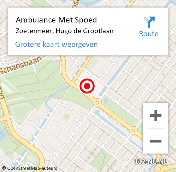 Locatie op kaart van de 112 melding: Ambulance Met Spoed Naar Zoetermeer, Hugo de Grootlaan op 3 maart 2024 05:29