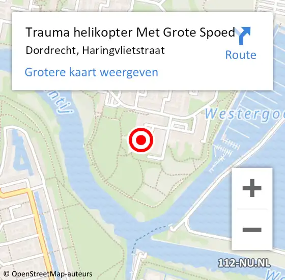 Locatie op kaart van de 112 melding: Trauma helikopter Met Grote Spoed Naar Dordrecht, Haringvlietstraat op 3 maart 2024 05:50