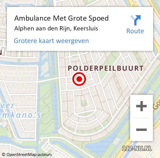 Locatie op kaart van de 112 melding: Ambulance Met Grote Spoed Naar Alphen aan den Rijn, Keersluis op 3 maart 2024 07:02