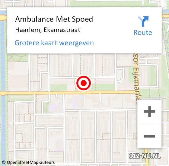 Locatie op kaart van de 112 melding: Ambulance Met Spoed Naar Haarlem, Ekamastraat op 3 maart 2024 08:02