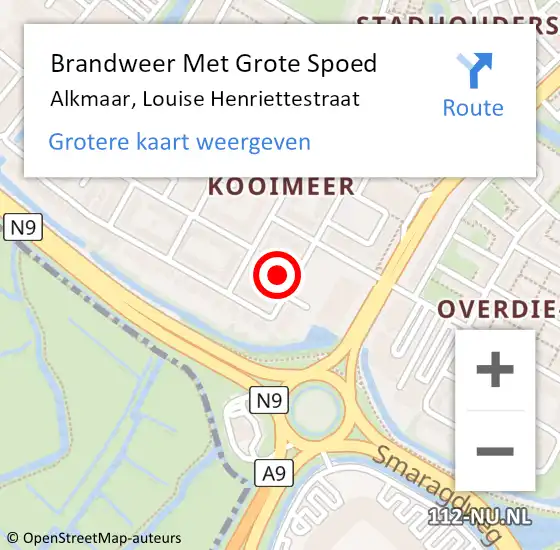 Locatie op kaart van de 112 melding: Brandweer Met Grote Spoed Naar Alkmaar, Louise Henriettestraat op 3 maart 2024 08:46