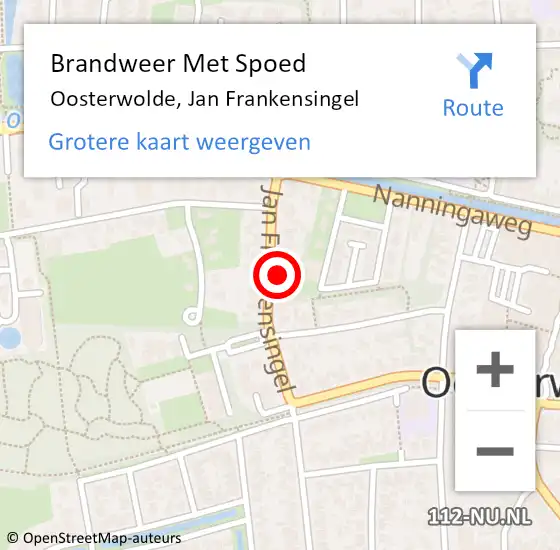 Locatie op kaart van de 112 melding: Brandweer Met Spoed Naar Oosterwolde, Jan Frankensingel op 3 maart 2024 09:11