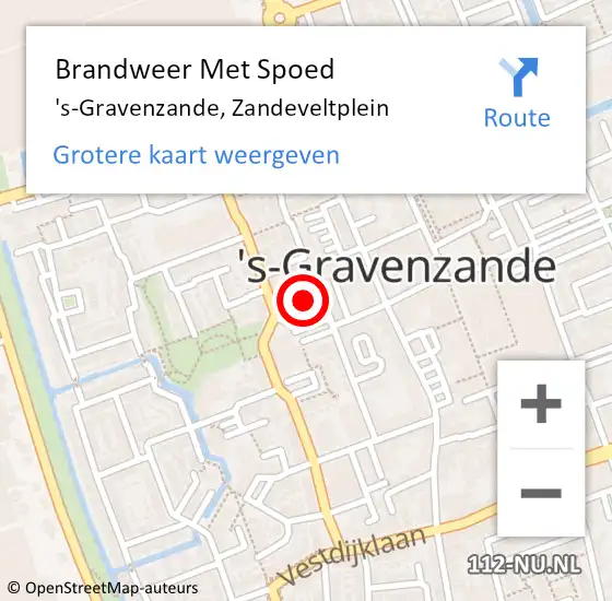 Locatie op kaart van de 112 melding: Brandweer Met Spoed Naar 's-Gravenzande, Zandeveltplein op 3 maart 2024 09:14