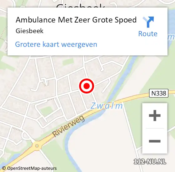 Locatie op kaart van de 112 melding: Ambulance Met Zeer Grote Spoed Naar Giesbeek op 3 maart 2024 09:33