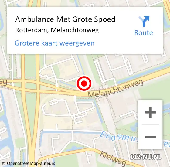 Locatie op kaart van de 112 melding: Ambulance Met Grote Spoed Naar Rotterdam, Melanchtonweg op 3 maart 2024 09:36