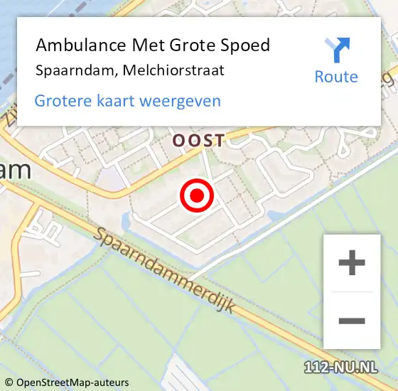 Locatie op kaart van de 112 melding: Ambulance Met Grote Spoed Naar Spaarndam, Melchiorstraat op 3 maart 2024 09:53