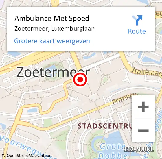 Locatie op kaart van de 112 melding: Ambulance Met Spoed Naar Zoetermeer, Luxemburglaan op 3 maart 2024 10:00