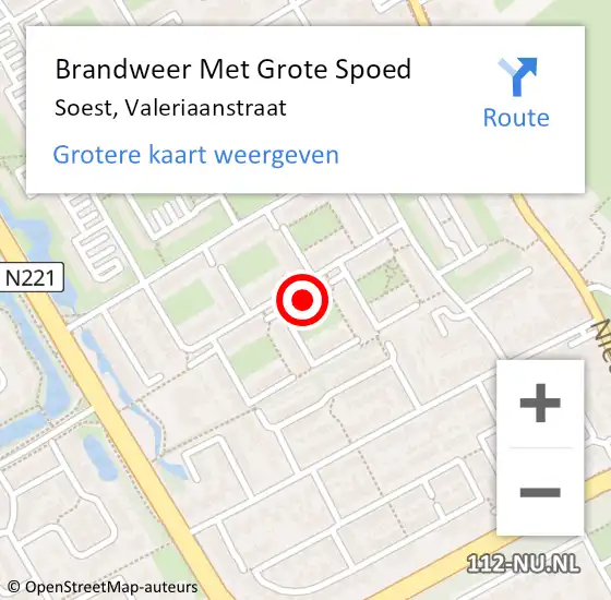 Locatie op kaart van de 112 melding: Brandweer Met Grote Spoed Naar Soest, Valeriaanstraat op 3 maart 2024 10:04