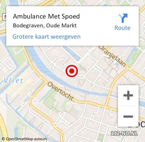 Locatie op kaart van de 112 melding: Ambulance Met Spoed Naar Bodegraven, Oude Markt op 3 maart 2024 10:12