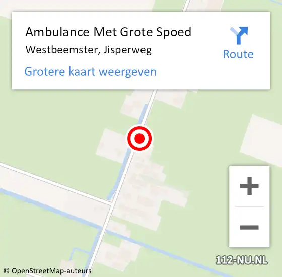 Locatie op kaart van de 112 melding: Ambulance Met Grote Spoed Naar Westbeemster, Jisperweg op 3 maart 2024 10:27