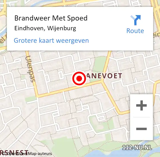 Locatie op kaart van de 112 melding: Brandweer Met Spoed Naar Eindhoven, Wijenburg op 3 maart 2024 10:31