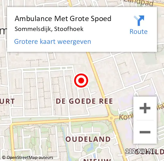 Locatie op kaart van de 112 melding: Ambulance Met Grote Spoed Naar Sommelsdijk, Stoofhoek op 3 maart 2024 10:42