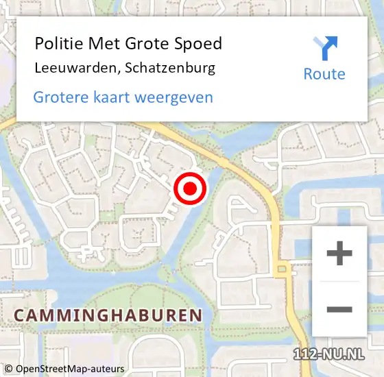Locatie op kaart van de 112 melding: Politie Met Grote Spoed Naar Leeuwarden, Schatzenburg op 3 maart 2024 11:11