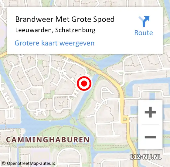 Locatie op kaart van de 112 melding: Brandweer Met Grote Spoed Naar Leeuwarden, Schatzenburg op 3 maart 2024 11:12