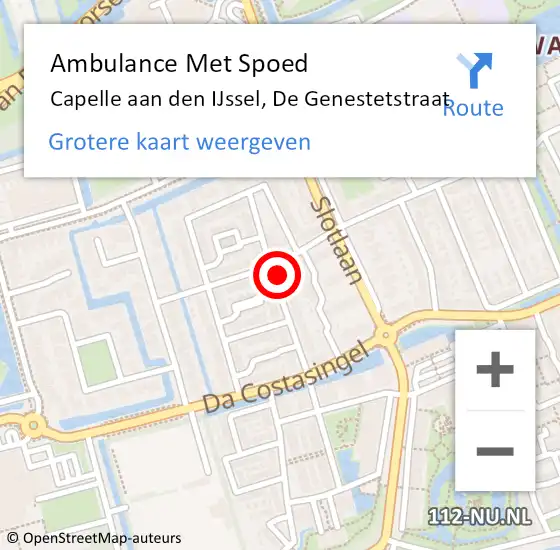 Locatie op kaart van de 112 melding: Ambulance Met Spoed Naar Capelle aan den IJssel, De Genestetstraat op 3 maart 2024 11:31