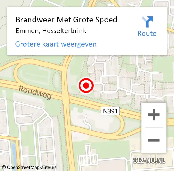 Locatie op kaart van de 112 melding: Brandweer Met Grote Spoed Naar Emmen, Hesselterbrink op 3 maart 2024 11:46