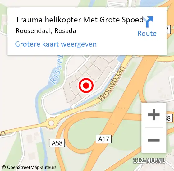 Locatie op kaart van de 112 melding: Trauma helikopter Met Grote Spoed Naar Roosendaal, Rosada op 3 maart 2024 11:50