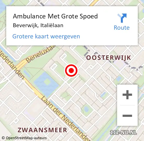 Locatie op kaart van de 112 melding: Ambulance Met Grote Spoed Naar Beverwijk, Italiëlaan op 3 maart 2024 11:51