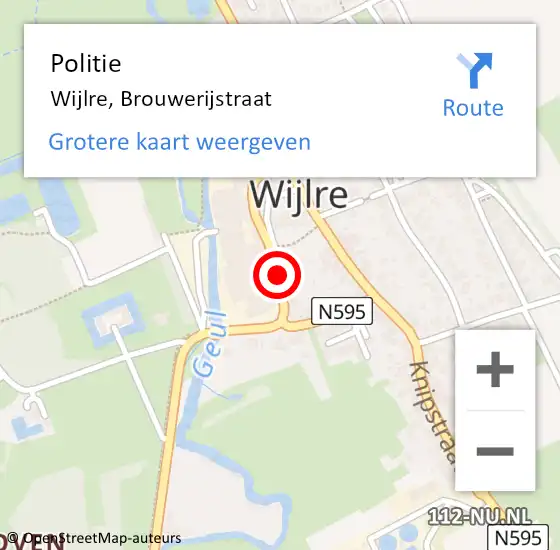 Locatie op kaart van de 112 melding: Politie Wijlre, Brouwerijstraat op 3 maart 2024 12:01