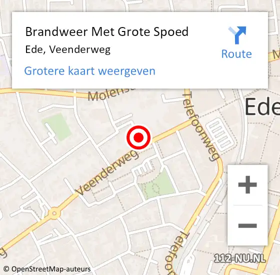 Locatie op kaart van de 112 melding: Brandweer Met Grote Spoed Naar Ede, Veenderweg op 3 maart 2024 12:24