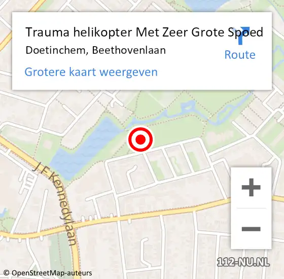 Locatie op kaart van de 112 melding: Trauma helikopter Met Zeer Grote Spoed Naar Doetinchem, Beethovenlaan op 3 maart 2024 12:26