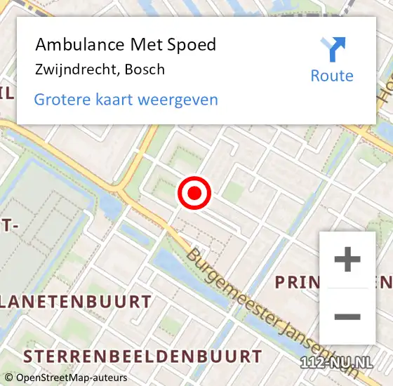 Locatie op kaart van de 112 melding: Ambulance Met Spoed Naar Zwijndrecht, Bosch op 3 maart 2024 12:38