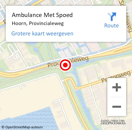Locatie op kaart van de 112 melding: Ambulance Met Spoed Naar Hoorn, Provincialeweg op 3 maart 2024 12:43