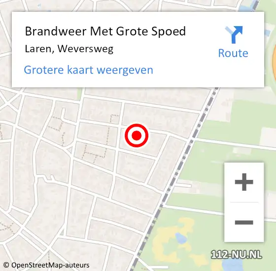 Locatie op kaart van de 112 melding: Brandweer Met Grote Spoed Naar Laren, Weversweg op 3 maart 2024 12:47